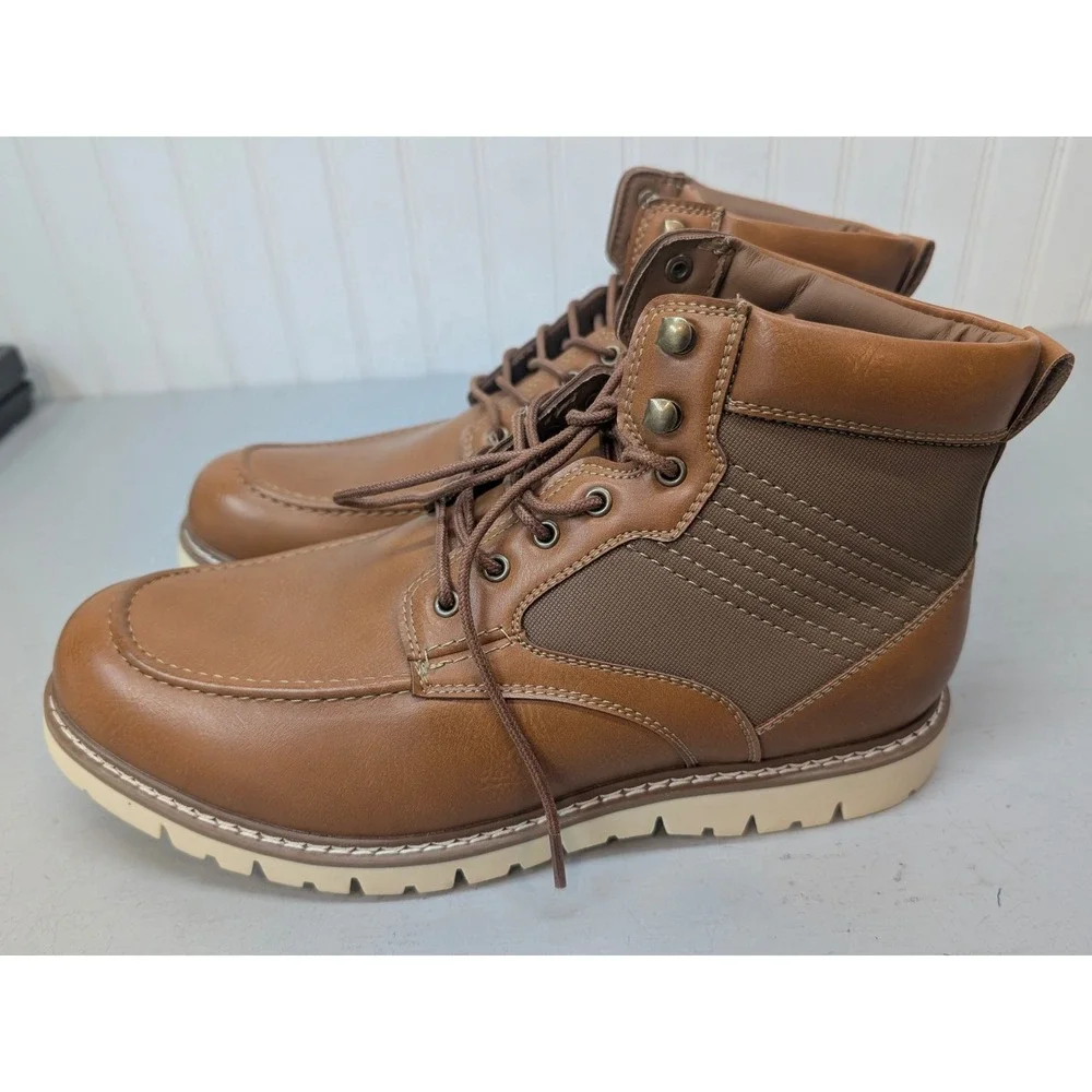 Steve Madden P-Bleekr Chukka Boots Cognac Brown Moc Toe Men's 12 Lace Up NEW